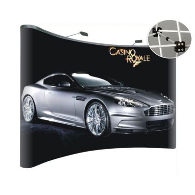 ป้ายแสดง Pop Up  รูปทรงโค้งมน  ขนาด 10 ฟุต , เชื่อมต่อด้วยระบบแม่เหล็ก--- 10ft Curved Pop Up Display-Magnetic Connections