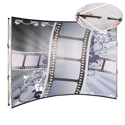 ป้ายแสดง  Pop Up  รูปทรงโค้งมน ขนาด 10 ฟุต เชื่อมต่อ ล็อคติดกันทั้งหน่วย --- 10ft Curved Pop Up Display-Selflocking Connections