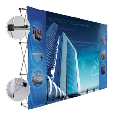 ป้ายแสดง Pop Up  รูปทรงตรง พร้อมแถบปะติด ขนาด  10 ฟุต , เชื่อมต่อด้วย สปริง --- 10ft Straight Velcro Pop Up Display-Spring Connections
