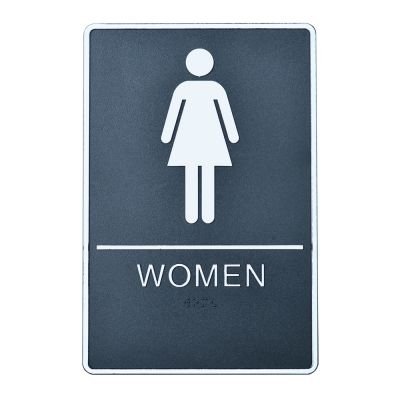 ป้ายสัญลักษณ์ ห้องน้ำหญิง พร้อมอักษรเบรลล์ ,  วัสดุ ABS ใหม่ล่าสุด---Female, Toilet, Restroom Signs With Braille, ABS New Material