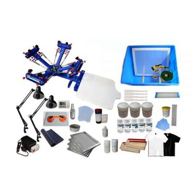 เครื่องสกรีนเสื้อ  4 สี , 1 แป้นรองพร้อมอุปกรณ์สำหรับการพิมพ์   --- 4 Color 1 Station Screen Printing Start Kit