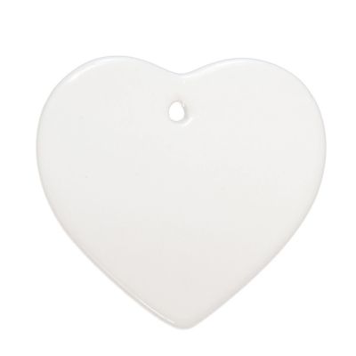 100 Pack 3 Inches Heart Two Sided Ceramic Sublimation Blanks Holiday Ornament, Christmas Tree Hanging Ornaments
