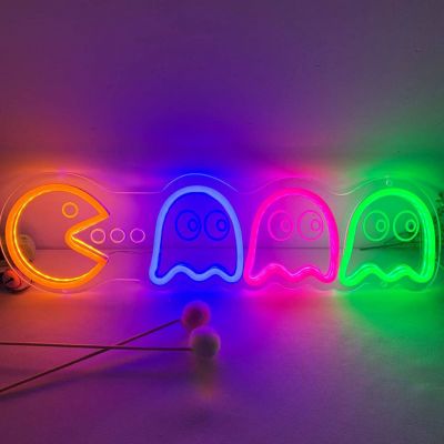 CALCA Ghost Neon Signs Specter LED Lights Sign Gamer Room Retro  finger heart Sign USB 5VDC  Size- 16.9X4.72inches