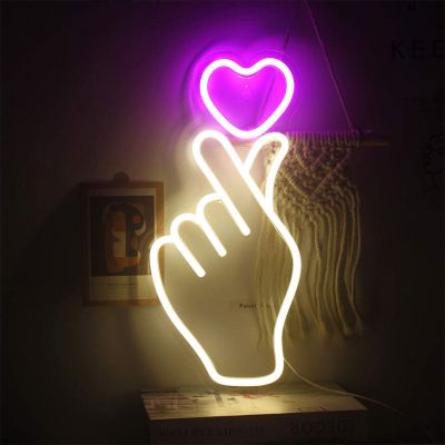 CALCA LED Neon Sign finger heart Sign USB 5VDC  Size- 16.5X8inches 