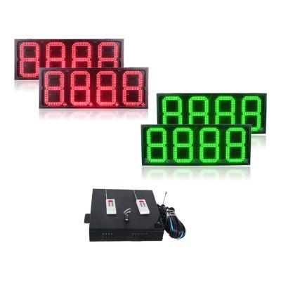 12 Inch Digits - LED Gas sign package - 2 Red & 2 Green 8888 Digital Price Gasoline LED SIGNS - Complete Package w/ RF Remote Control