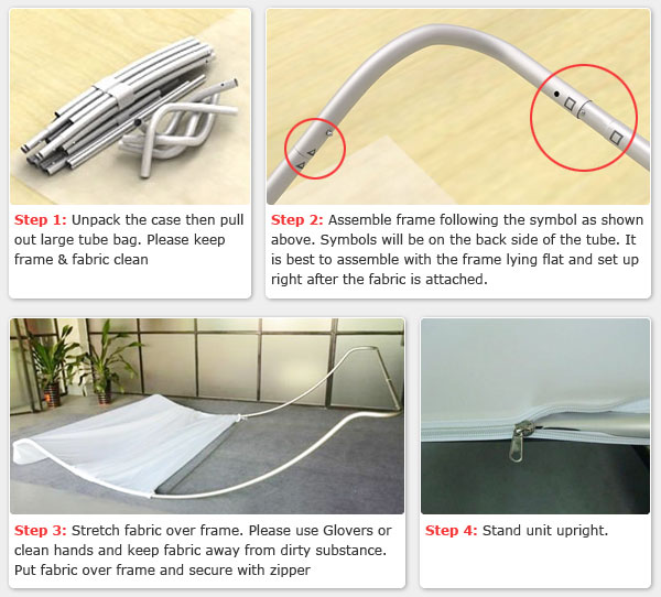 fabric tesion display 4 Steps for assemply
