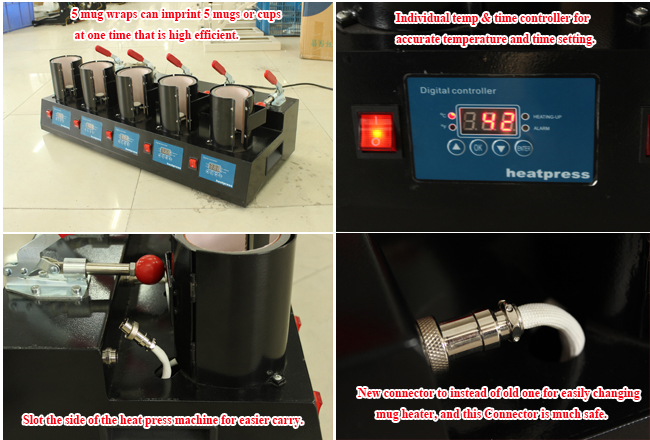 Upgrade High Efficient 5 Digital Cup Mug Heat Press Machine Details