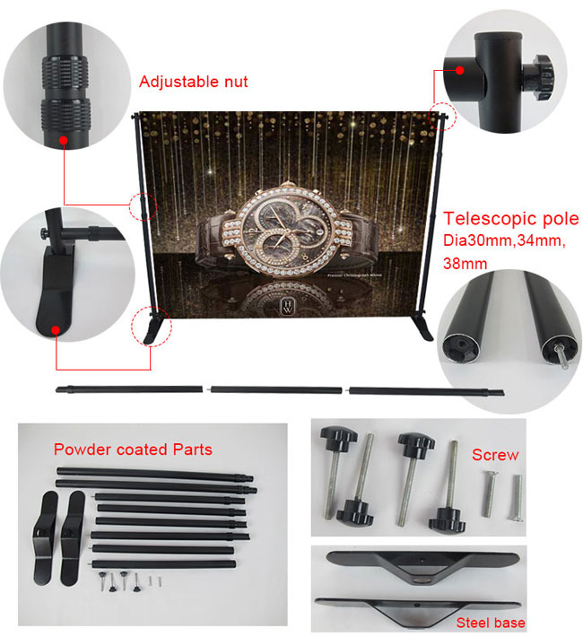 8 x10ft Step and Repeat Adjustable Backdrop Telescopic Banner Stand(Stand Only)