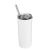 CALCA 24pcs 15oz Sublimation White Skinny Tumbler Blanks, Double Layer 304 Stainless Steel Insulated Water Bottle With Sealed Lid Brush and Straw