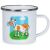 12oz Sublimation White Enamel Mug with Silver Rim