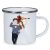 12oz Sublimation White Enamel Mug with Silver Rim